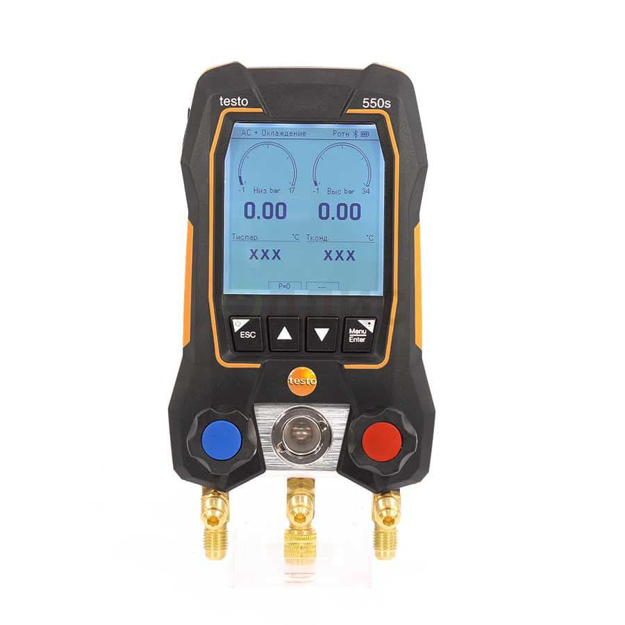 Testo 550s Комплект 1 - Умный цифровой манометрический коллектор и зонды-зажимы температуры с фиксированным кабелем