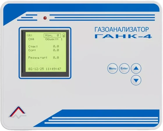 Газоанализатор ГАНК-4 (АР): лицевая панель с дисплеем и кнопками