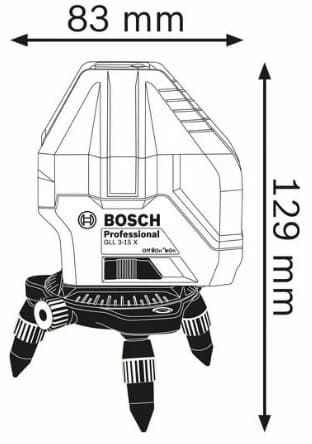 Габариты лазерного уровня Bosch GLL 3-15 X