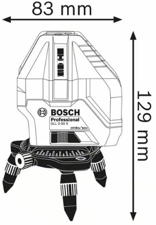 Габаритные размеры лазерного уровня Bosch GLL 5-50 X